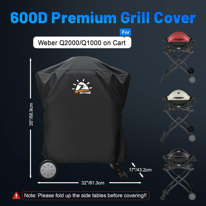 Zettum Grillabdeckung für Weber Q1000/Q2000 Serie, Grill Abdeckung für 7113 Grill Heavy Duty&Wasserd