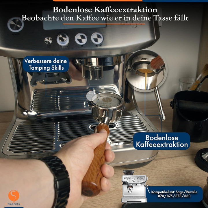 SMARISTA® Bodenloser Siebträger 54mm – Kompatibel mit Sage/Breville Barista Serie 870/878/880 – 54mm