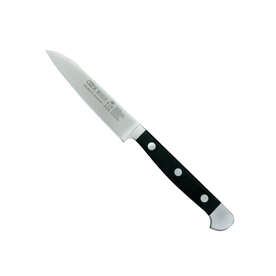 GÜDE Solingen - Steakmesser mit Zahn geschmiedet, Klingenlänge: 12 cm, Serie: ALPHA. - Doppelkropf,