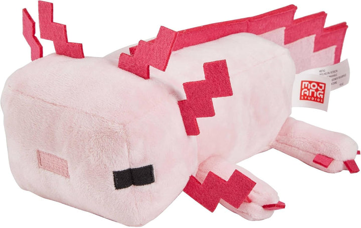 Mattel Minecraft, Axolotl Plüschfigur, ca. 21 cm, weich, Geschenk zum Sammeln für Fans, Spielzeug ab