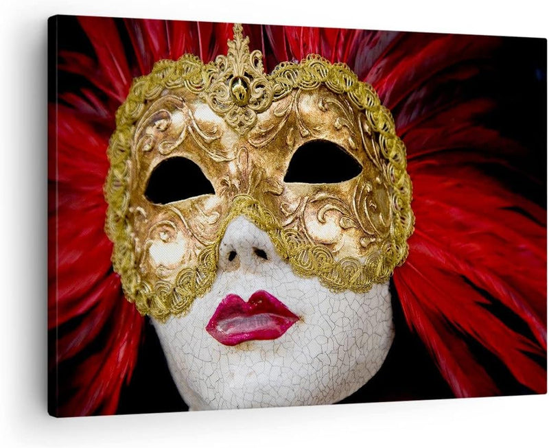 Bilder auf Leinwand Venezianische Maske Kostüm Spass Feder Leinwandbild 70x50cm Wandbilder Dekoratio