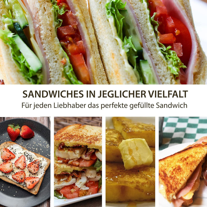 Syntrox Germany SM-750WD Sandwichmaker mit herausnehmbaren und spülmaschinengeeigneten Wechselplatte