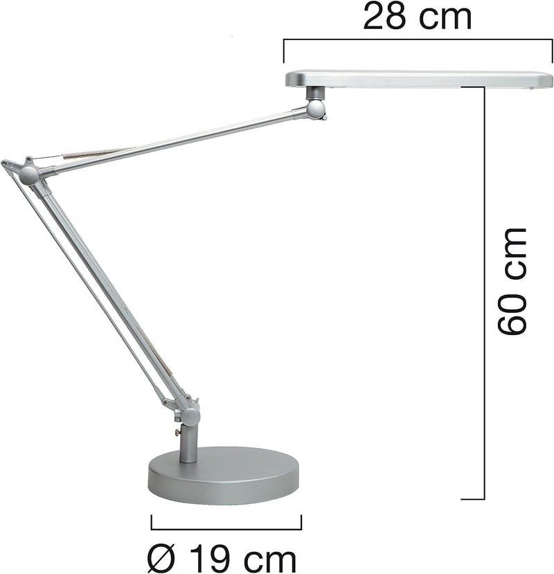 Unilux LED Schreibtischlampe Mambo, silbergrau Metallgrau, Metallgrau