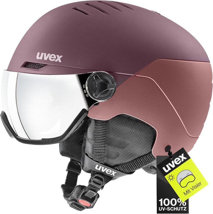 uvex Wanted Visor ski Helmet for Women & Men - Adjustable Helmet with Integrated Visor bramble - ant
