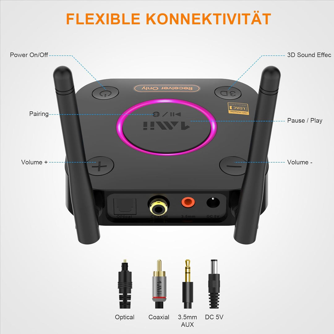 B06Ultra Bluetooth 5.2 Empfänger für LDAC Hi-Res Audio, HiFi Bluetooth Audio Adapter mit Audiophile