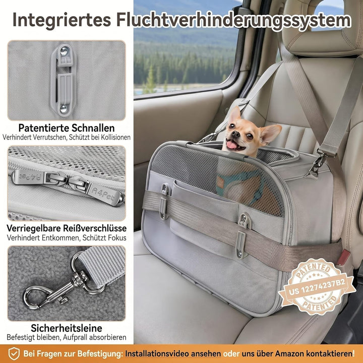 A 4 PET Transportbox Katze, Hundetasche Flugzeug für Kabine/Auto, Leicht Hunde Flugtasche mit Sicher