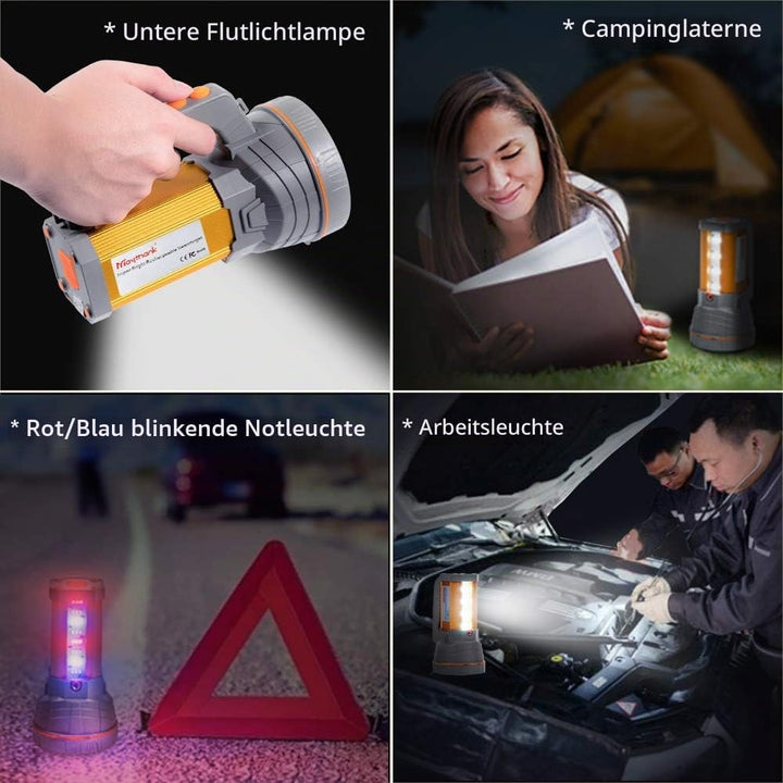 MAYTHANK Super Helle Led Suchscheinwerfer Wiederaufladbare Taschenlampe Batterien betrieben 10000mah