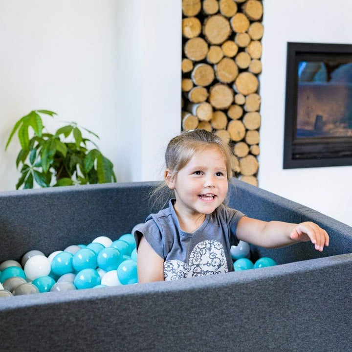 KiddyMoon Bällebad 90X30cm/300 Bälle ∅ 7Cm Bällepool Mit Bunten Bällen Für Babys Kinder Rund, Dunkel