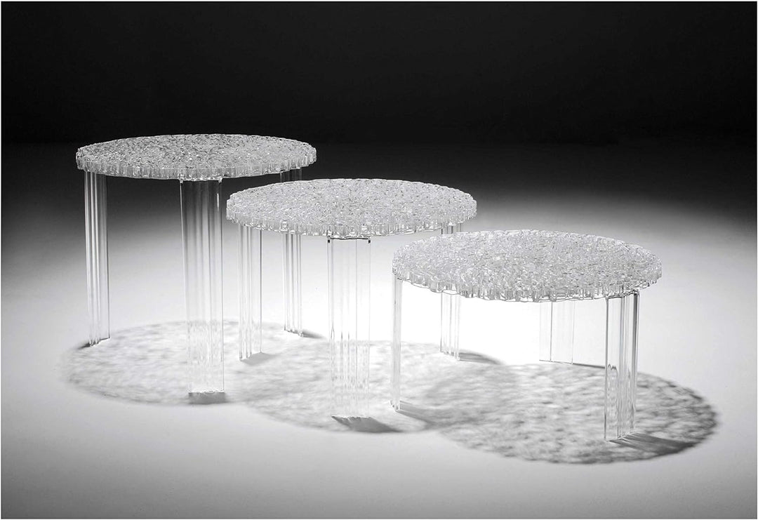 Kartell 08502B4 T-Table Möbel, Grau/Transparent, 50 x 50 x 44 cm H. 44 cm Cristallo, H. 44 cm Crista