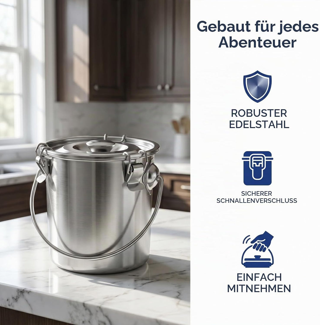 iPlusmile 3L Luftdichter Edelstahl Küche Lebensmittelbehälter für Getreide, Reis, Milch - Mehlbehält