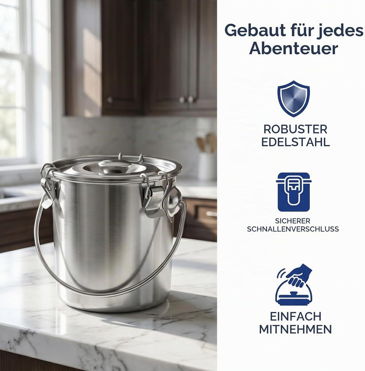 iPlusmile 3L Luftdichter Edelstahl Küche Lebensmittelbehälter für Getreide, Reis, Milch - Mehlbehält