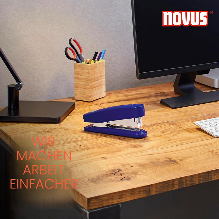 Novus B 7A Komfort Heftgerät (30 Blatt Heftleistung, Automatik-Funktion, inkl. 200 Klammern) blau gl