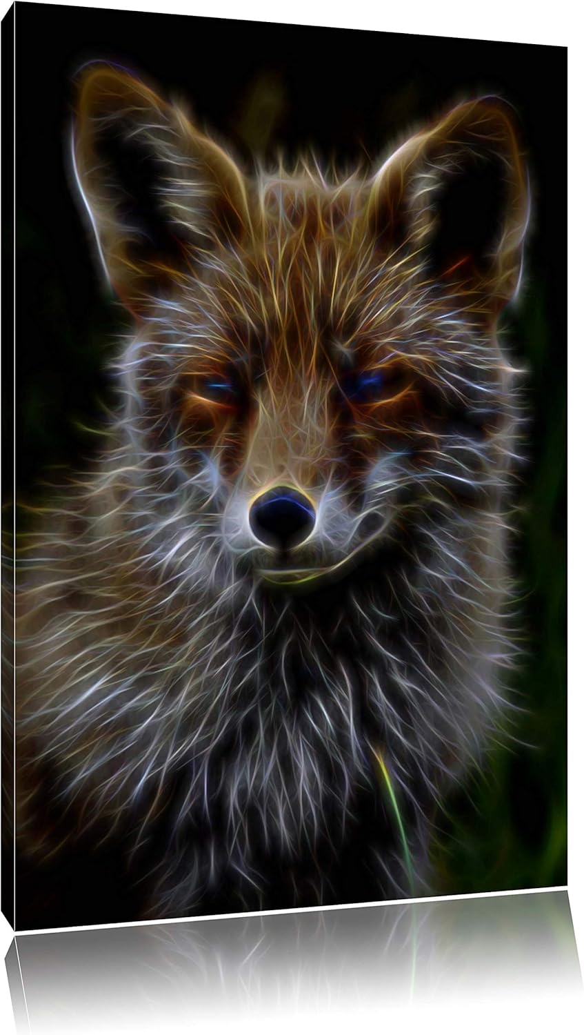 Dark schöner Fuchs NewArt Format: 100x70 cm auf Leinwand, XXL riesige Bilder fertig gerahmt mit Keil