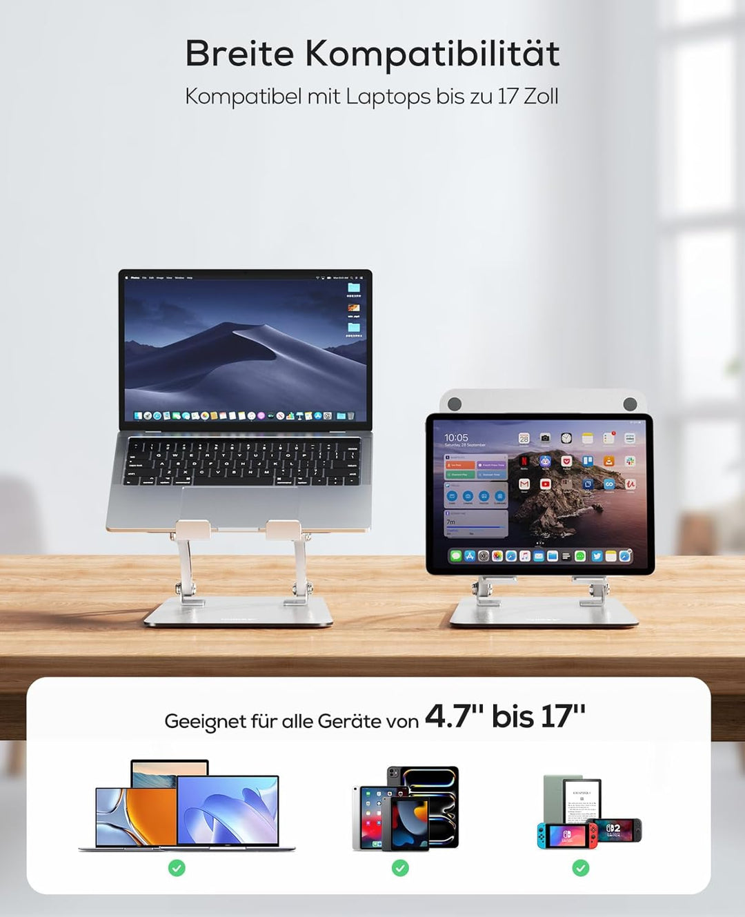 NULAXY Laptop Ständer, Höhenverstellbarer Belüfteter Laptop Halterung, Aluminium Notebook Ständer Ko