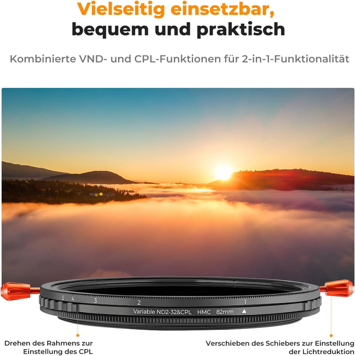 K&amp;F CONCEPT Nano-K Serie ND Filter 67mm CPL&amp;ND2-ND32 2 in 1 multifunktionaler Graufilter und CPL Fil