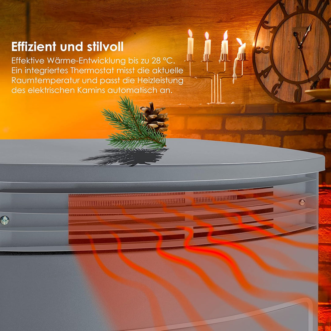KESSER® Prio Elektrokamin mit Heizung Heizlüfter Fernbedienung WiFi App 950/1900 W Kamin elektrisch