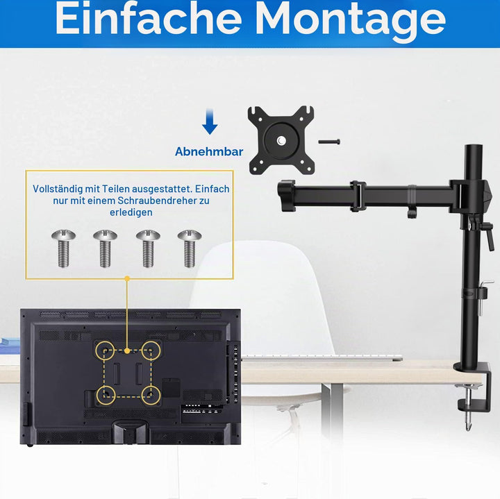 HFTEK Monitor TV Tisch-Halterung Halter Mounts für Bildschirme von 13 bis 34 Zoll – VESA 75/100 (HF2