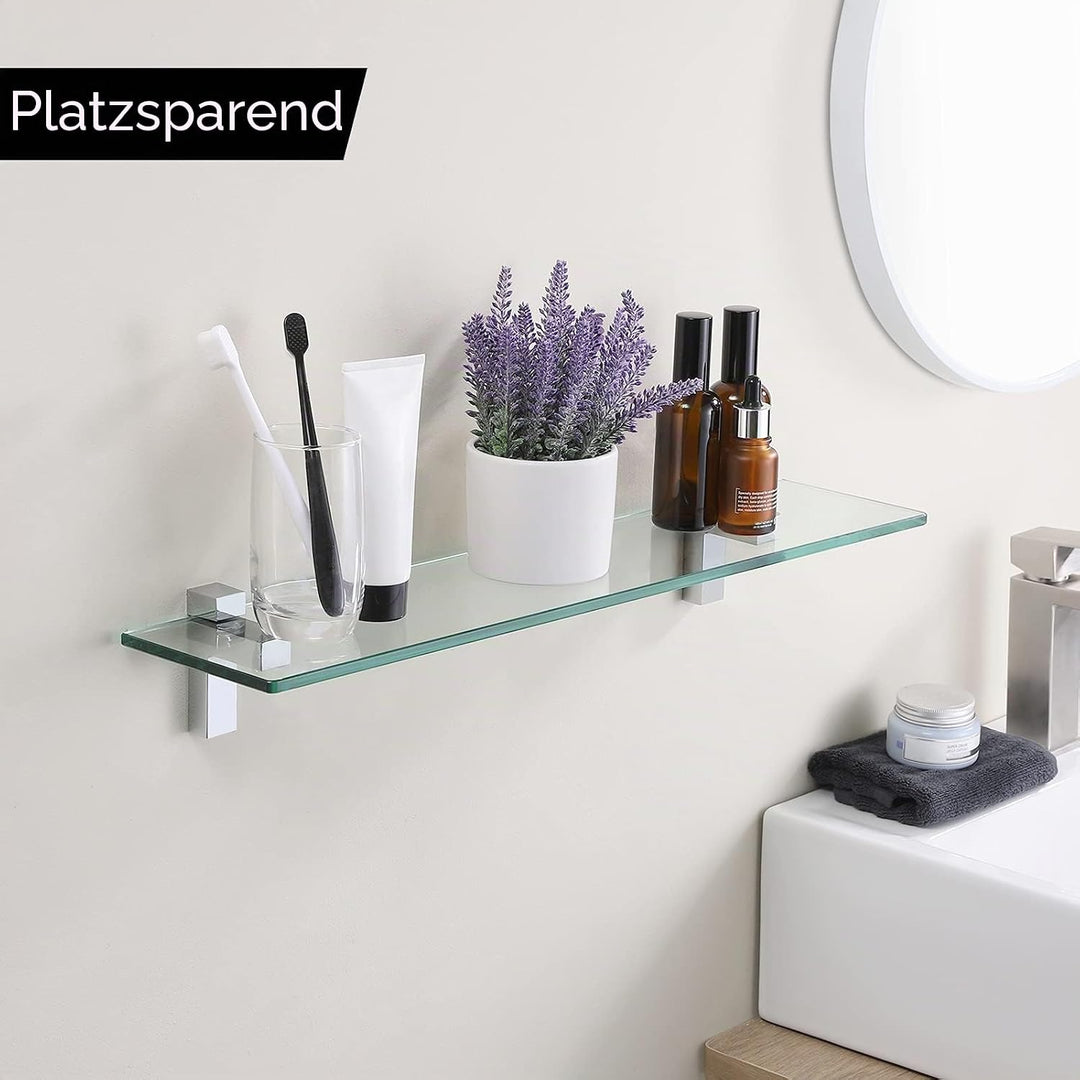 KES Duschablage Duschregal Glasablage Dusche Glas Ablage 8mm Hartglas Badezimmer Regal Halterung mit