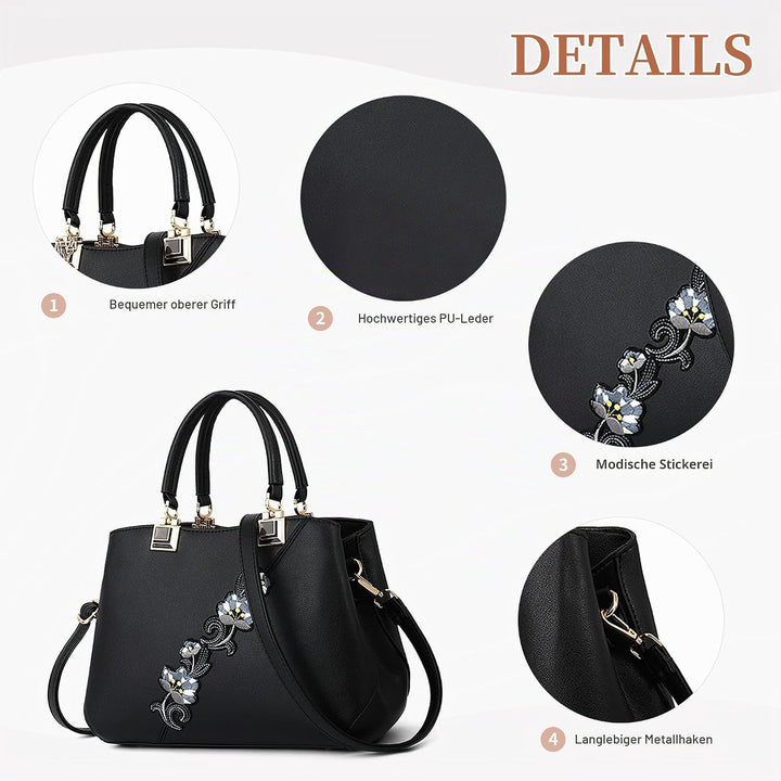 DIRRONA Damen Handtasche Mode Blumenmuster Schulterbeutel Grosse Kapazität Umhängetasche Casual Reis