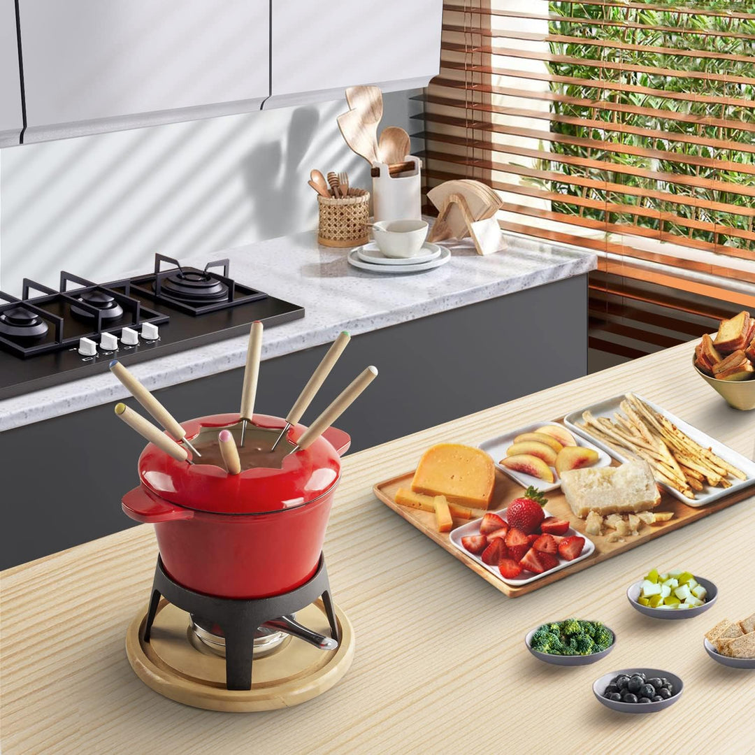 Virklyee Fondue Set Keramik Cheese Gusseisen Von 6 Gabeln Käse Fondue Set Schokoladen Fondue DIY Fon