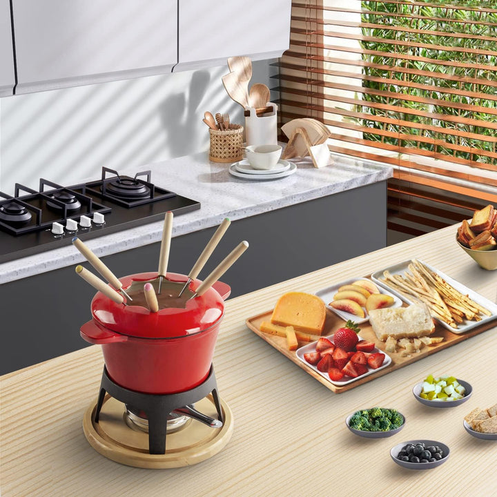 Virklyee Fondue Set Keramik Cheese Gusseisen Von 6 Gabeln Käse Fondue Set Schokoladen Fondue DIY Fon
