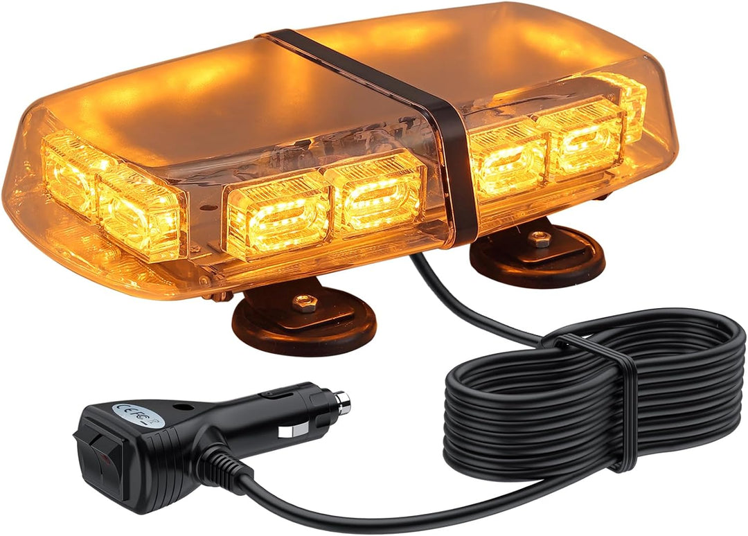 Justech 72 LED Rundumleuchte 7 Modi 12/24V Blitzleuchte Schraube Starker Magnet Amber Warnleuchte No