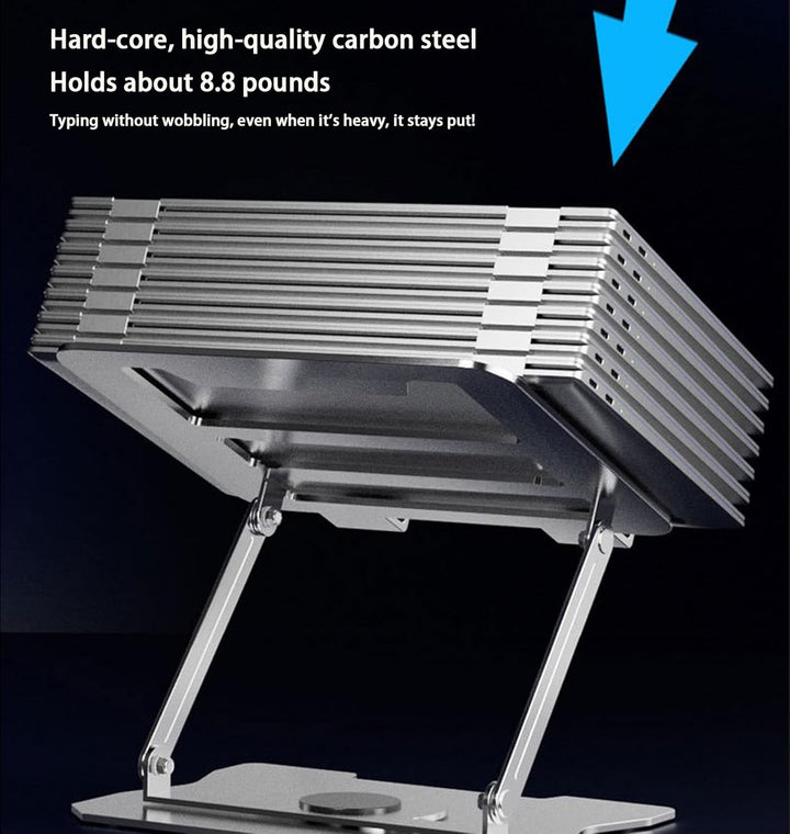 Laptop Stand, 360 Degree Rotating Foldable Aluminum Laptop Stand, Ergonomic, 6-Position Adjustable,