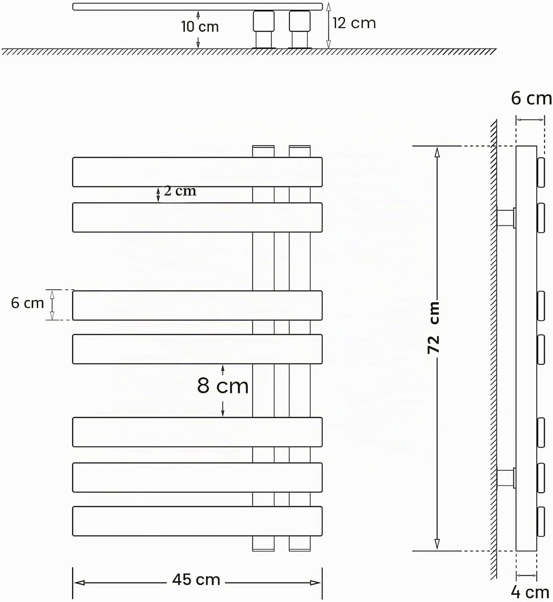 Handtuchheizkörper Elektrisch, Handtuchtrockner Elektrisch Weiss, 450x720mm, Kohlefaser Heizung Hand