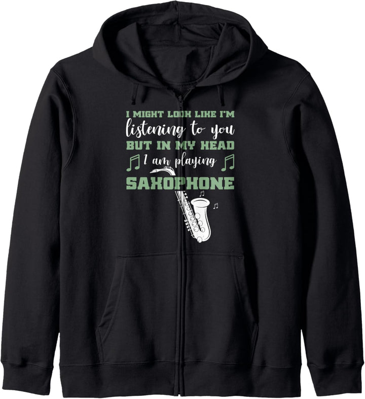 Lustiges Saxophon In My Head I'm Playing My Saxophone Kapuzenjacke