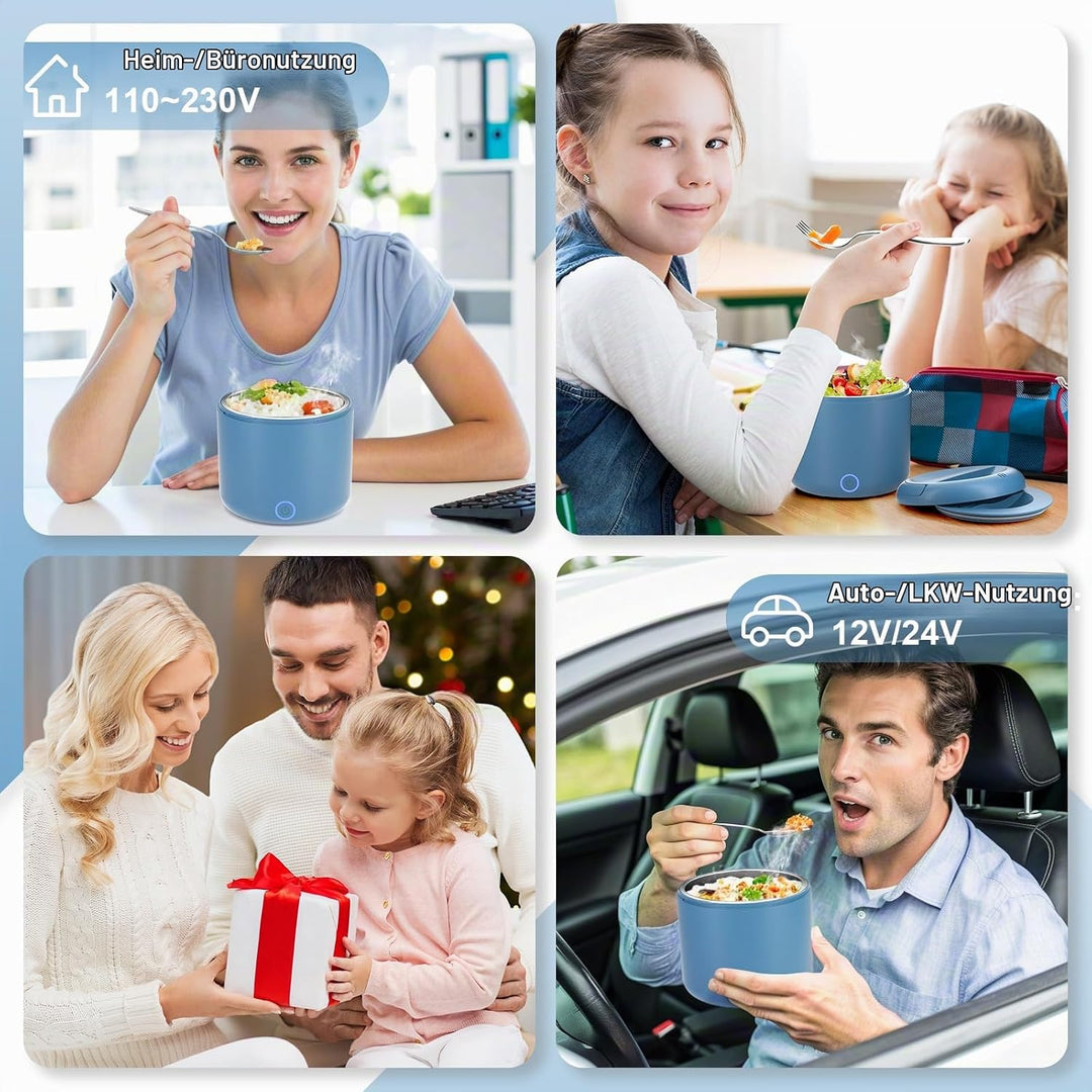100W Elektrische Lunchbox Erwachsene, 1.2 L Thermo Lunch box mit Besteck und Isolierter Lunchbeutel,