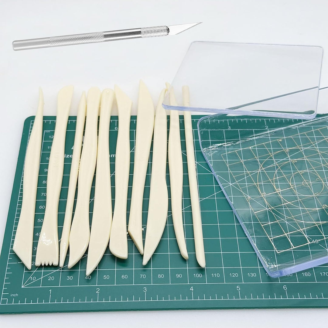 Polymer Clay Tools Set, Acryl Tonrollen, Acrylplatte, Schneidematte, Runde Polymer Clay Ausstecher m