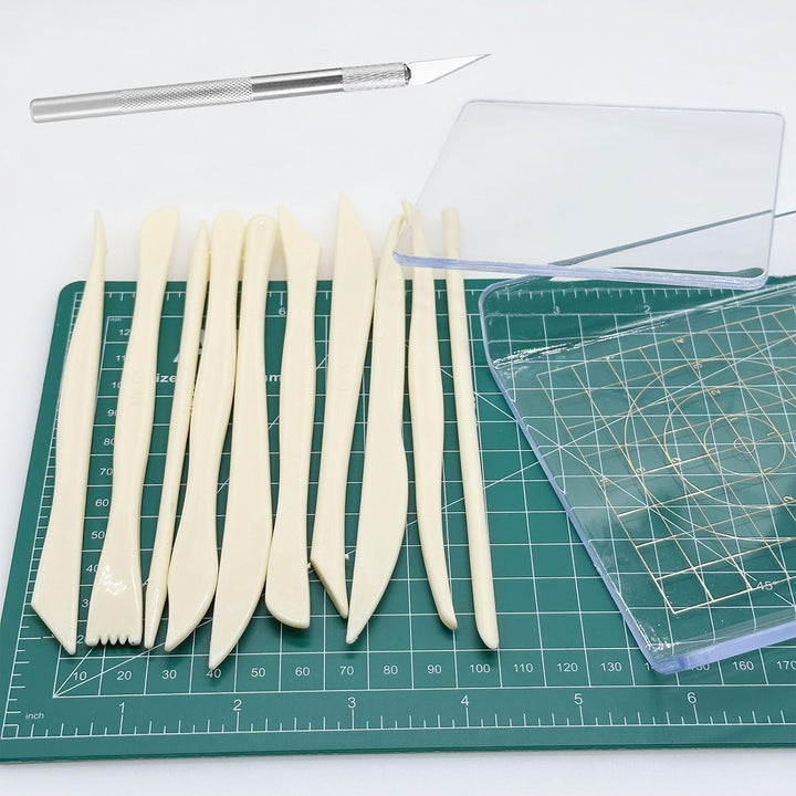 Polymer Clay Tools Set, Acryl Tonrollen, Acrylplatte, Schneidematte, Runde Polymer Clay Ausstecher m