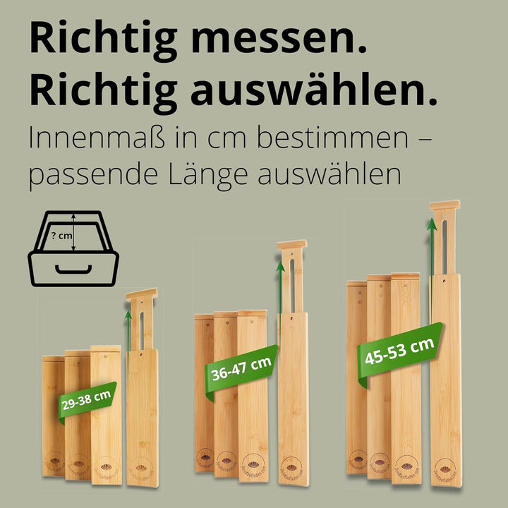 29-38 cm Schubladentrenner verstellbar aus Bambus – Schubladen Organizer Holz & Schubladenteiler für