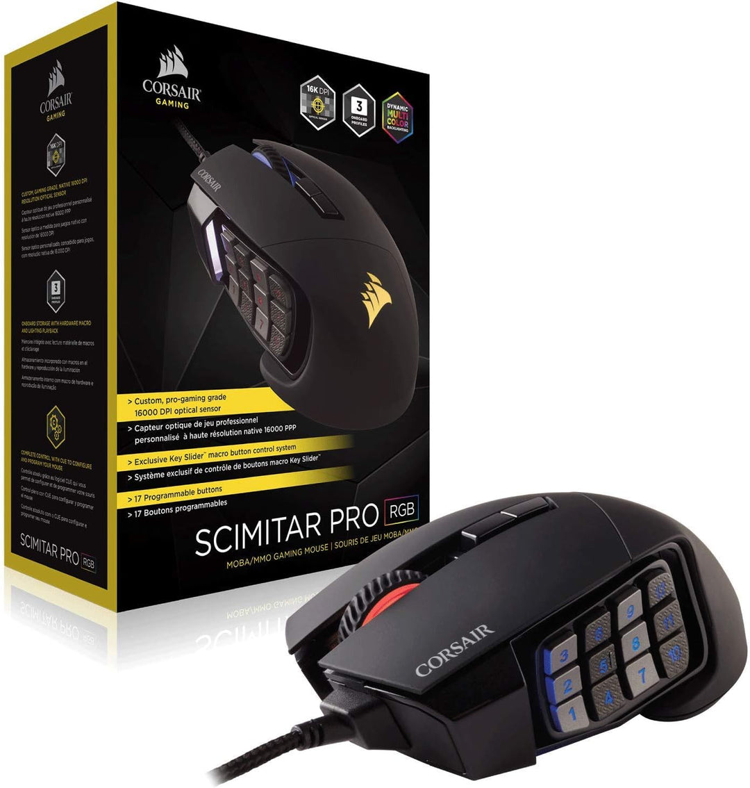 Corsair, USB, Scimitar Pro RGB – MMO Gaming Maus – 16.000 DPI optischer Sensor – 12 programmierbare