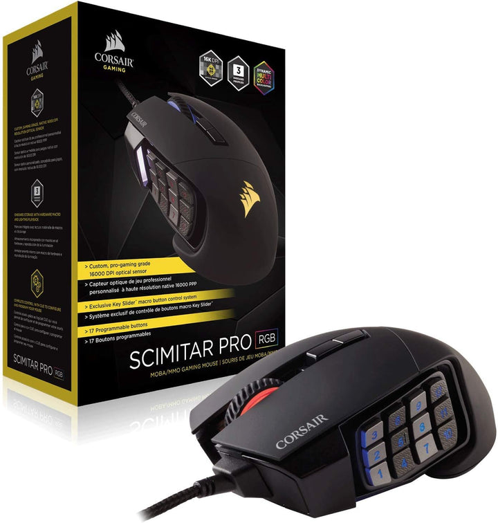 Corsair, USB, Scimitar Pro RGB – MMO Gaming Maus – 16.000 DPI optischer Sensor – 12 programmierbare