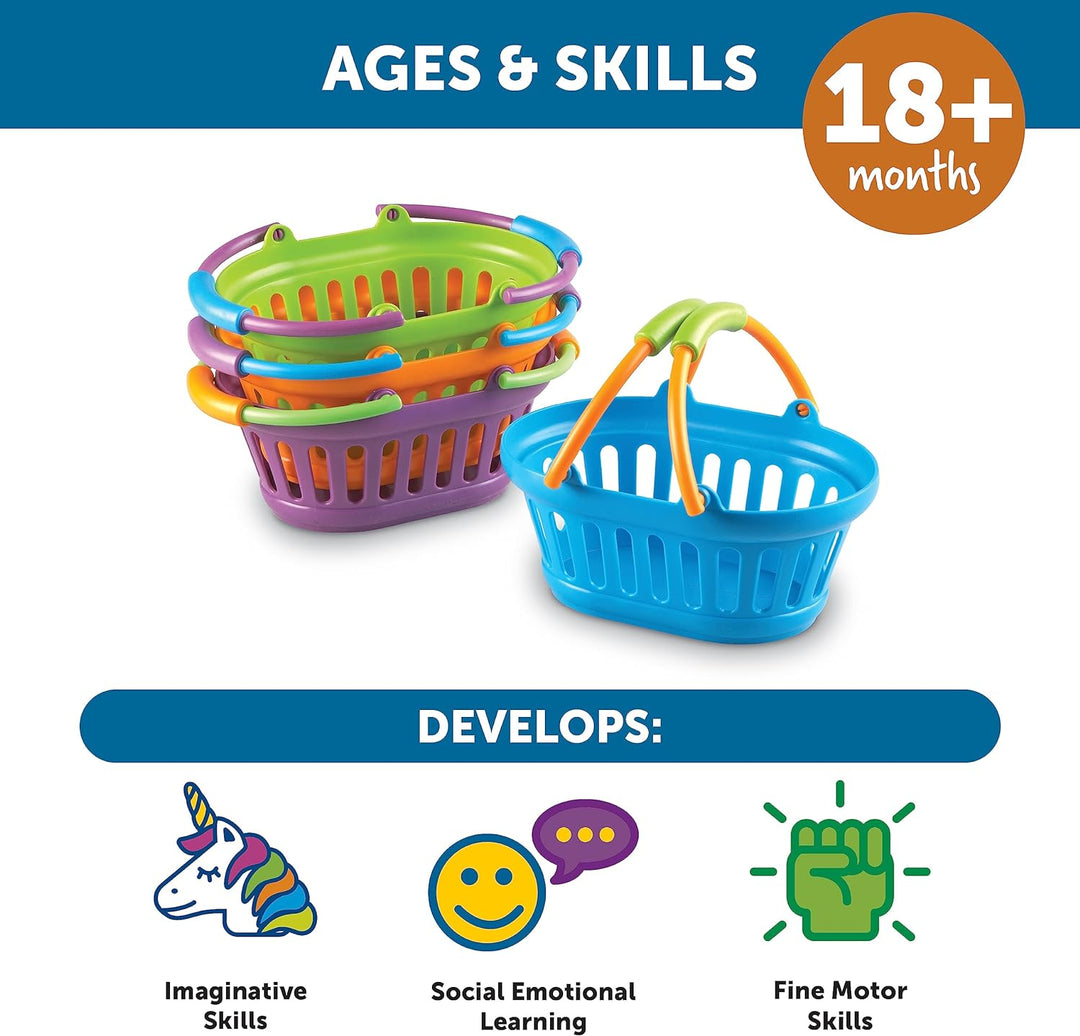 Learning Resources New Sprouts Einkaufskörbe (Set mit 4 Stück) Korb-Set, Korb-Set