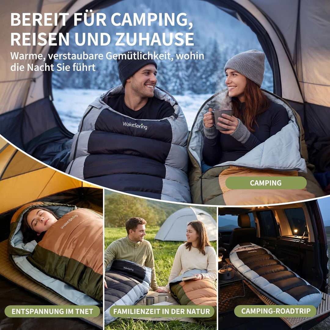 Schlafsack Erwachsene, 3-Jahreszeiten Mumienschlafsack Outdoor, wasserabweisender Camping Schlafsack