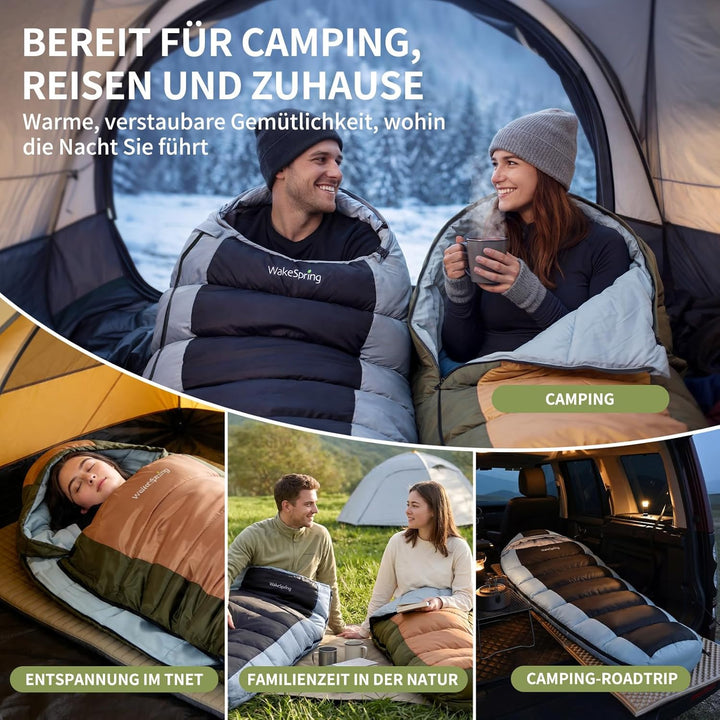 Schlafsack Erwachsene, 3-Jahreszeiten Mumienschlafsack Outdoor, wasserabweisender Camping Schlafsack