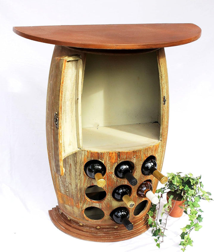 DanDiBo Wandtisch Weinfass Weinregal halbrund 1500 Bar Flaschenständer 85cm Weinfass Holzfass Schran