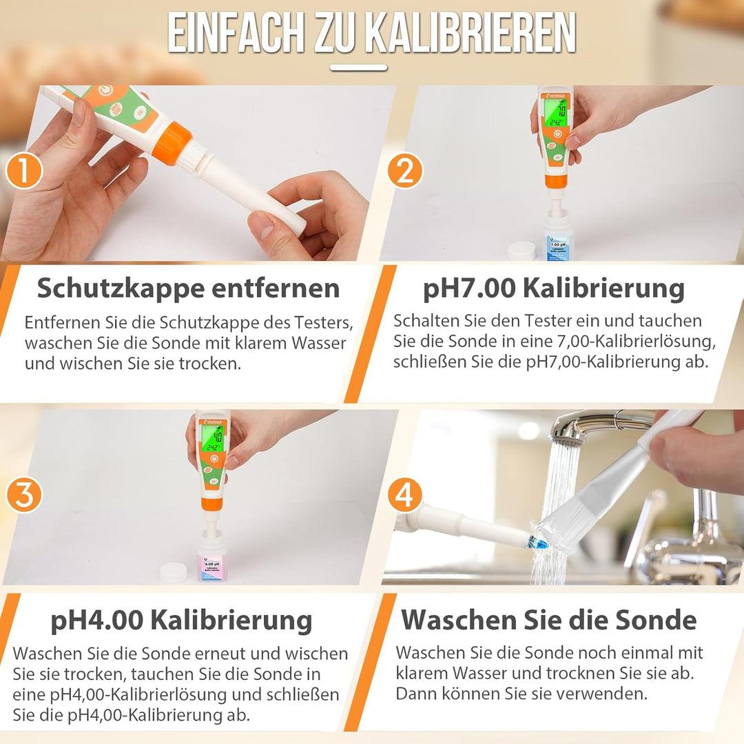 pH Meter für Fermentation, Digitales pH Messgerät Wasser, pH Wert Messgerät für Pool, Trinkwasser, K