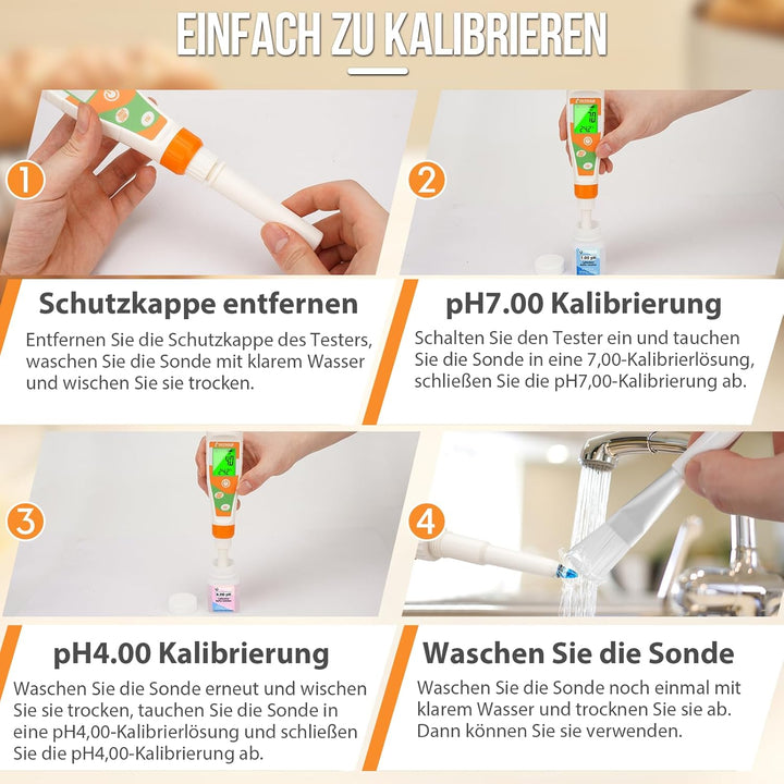 pH Meter für Fermentation, Digitales pH Messgerät Wasser, pH Wert Messgerät für Pool, Trinkwasser, K