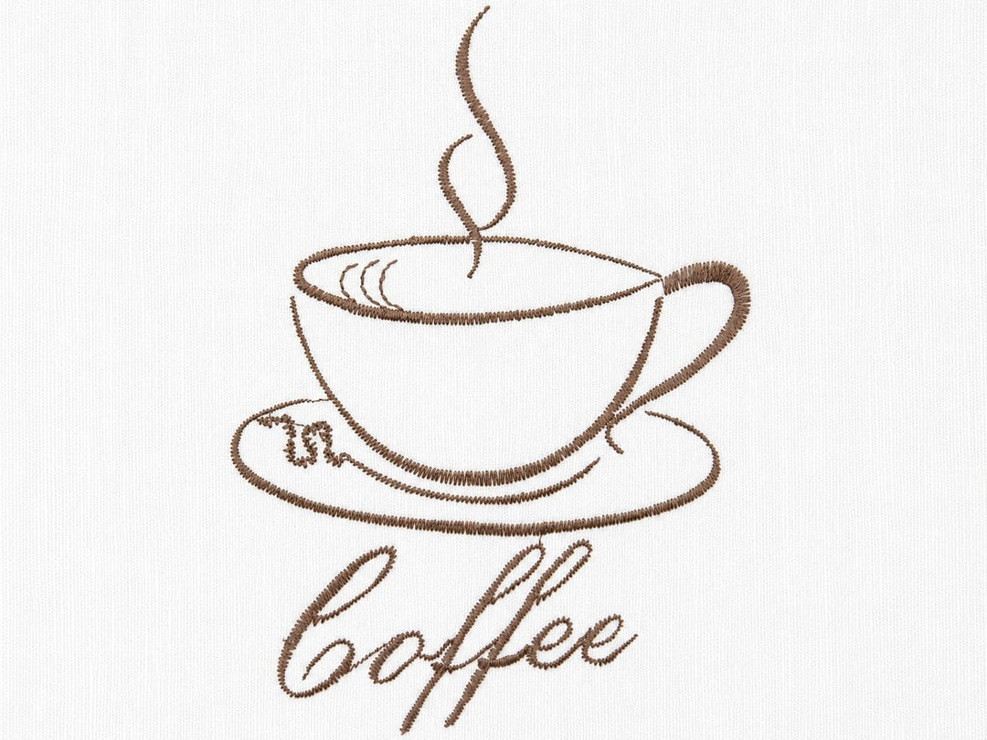 Design Mini Flächenvorhang Set Bestickt Kaffee Coffee | 4057-01 | 3 Teile | Scheibengardine Gesamtbr