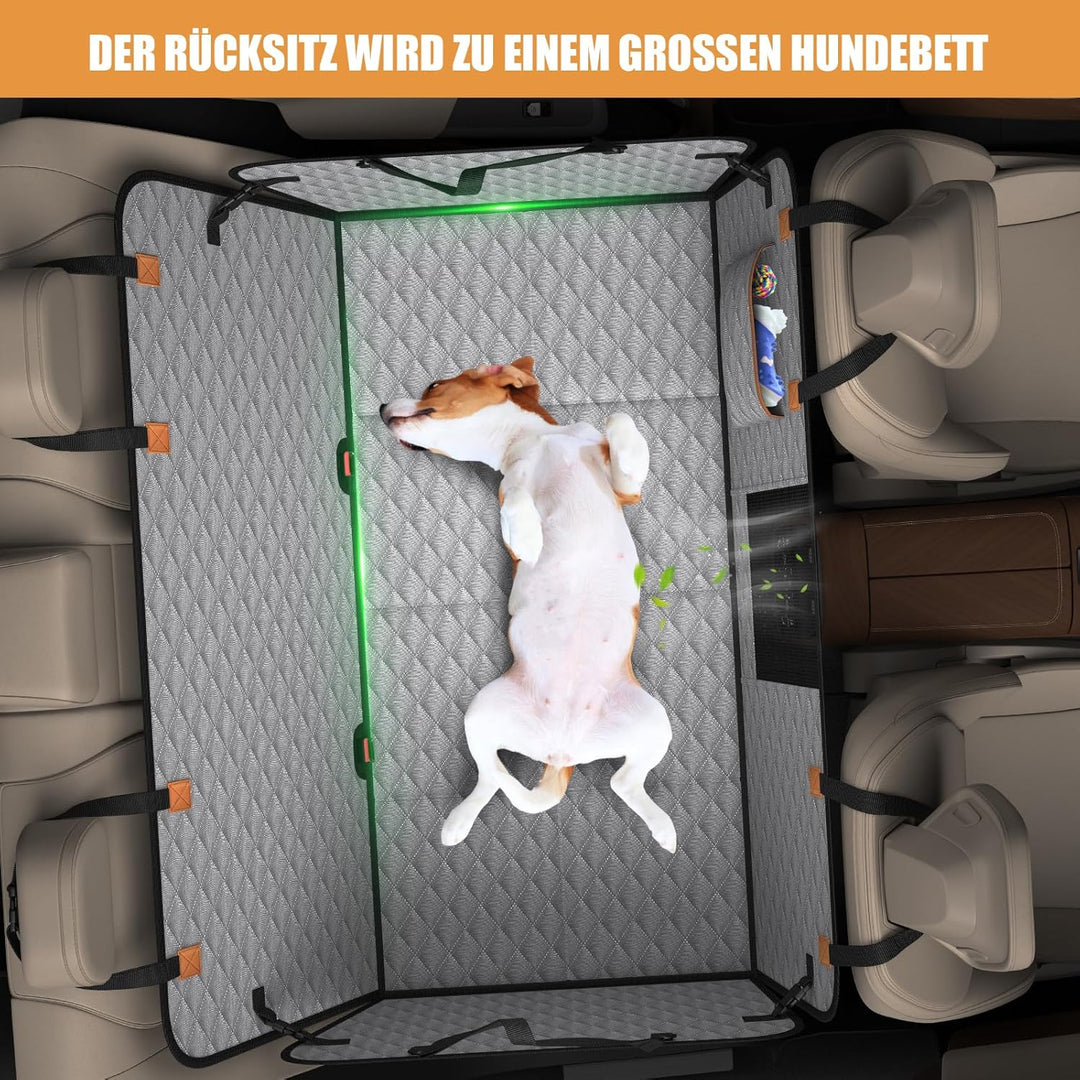 Hundedecke Auto Rückbank[127x62cm],Wasserdicht,Kratzfest mit Hartschale (300 Pfund Traglast),Rücksit