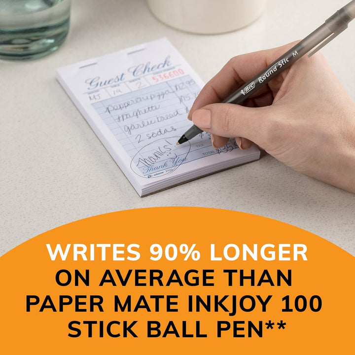 BIC Round Stic Xtra Life Kugelschreiber, Mittelgrosse Spitze 60 count Schwarz, 60 count Schwarz