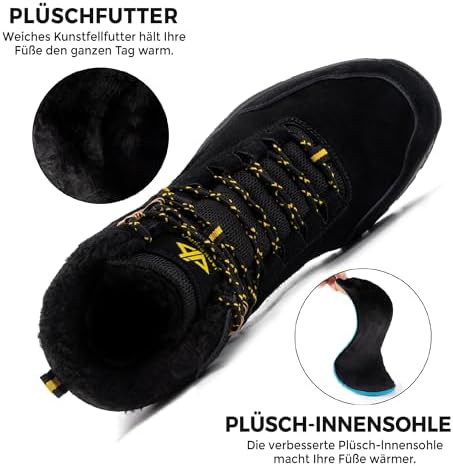 JACKSHIBO Winterschuhe Herren Winterstiefel damen mit Warm Gefüttert Wasserdicht Schneeschuhe Rutsch