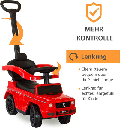 LEMODO Kinder Rutschauto ab 1 Jahr - Lauflernwagen mit Schiebestange - Robustes Kinderauto - Mercede