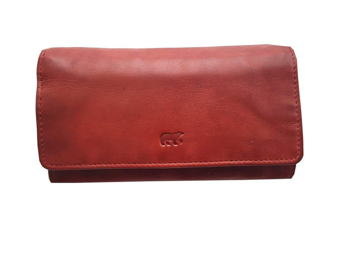 Bear Design Damen Leder Geldbörse, Leder Portemonnaie mittelgross, Wallet Lederbörse Damen mit Karte
