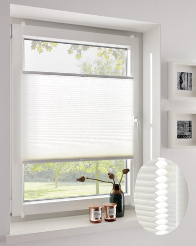 DécoProfi Wabenplissee ohne Bohren Weiss 35cm x 130cm I Verspannte Plissees nach Mass mit Klemmträge