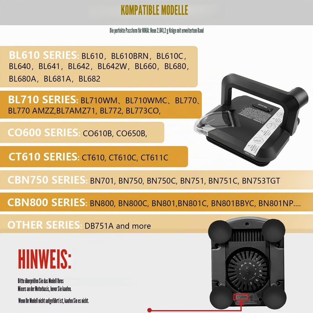 Ersatzverriegelungsdeckel für Ninja, Ninja Mixer Deckel Ersatz nur kompatibel mit Ninja Blender 72 U