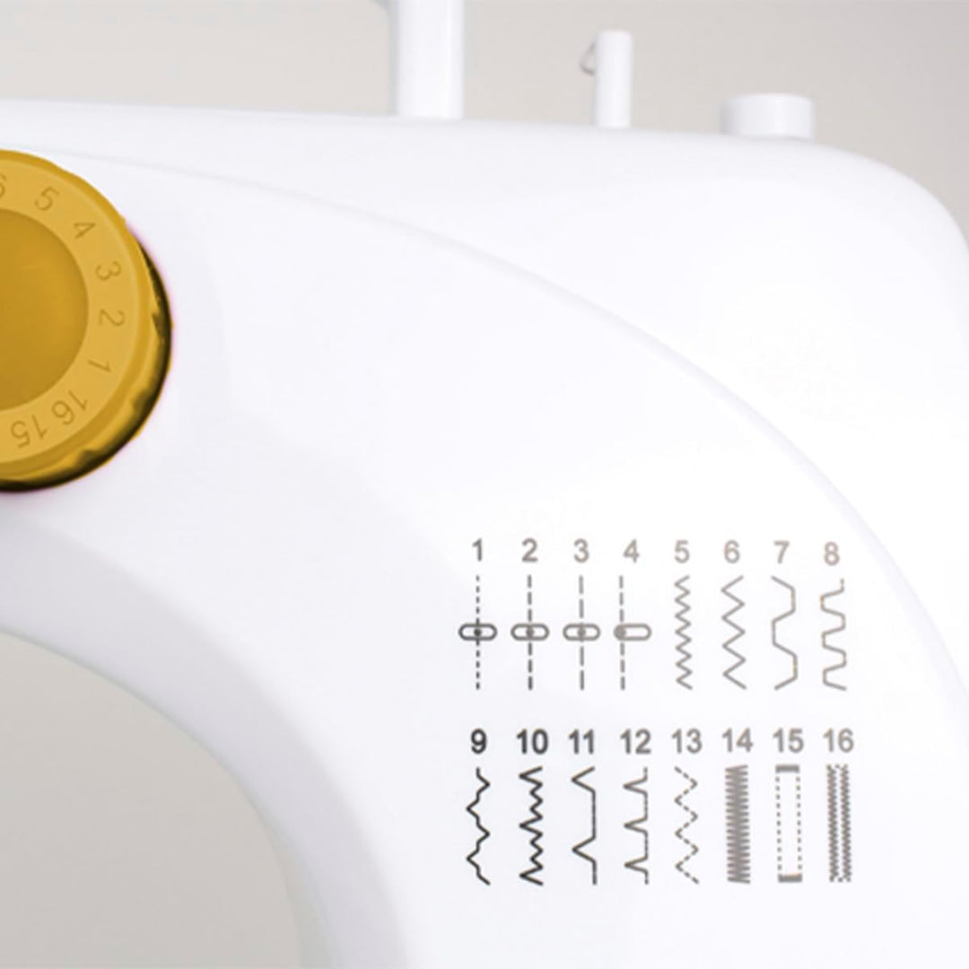 PRIXTON - Tragbare Nähmaschine P120 - Schublade für Zubehör - Integrierte Lampe - 16 Arten von Muste